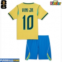 Brasilien Vinicius Junior #10 Heimtrikotsatz Kinder EM 2024 Kurzarm (+ Kurze Hosen)
